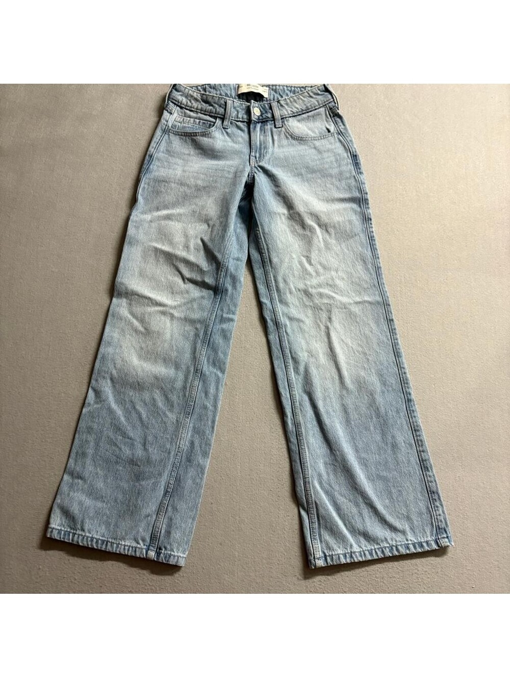 Hollister Low-Rise Baggy Jeans Womens 00R W24 Light Wash Blue Denim Y2K Style